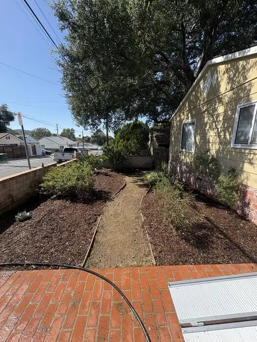 Garden pathway with landscape lighting